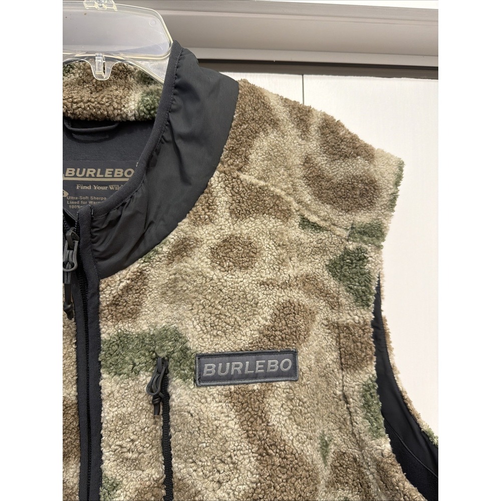 BURLEBO Men's XXL Sherpa Vest Alpine Camo Find Your Wild Full Zip Lined Hunting - Picture 2 of 9